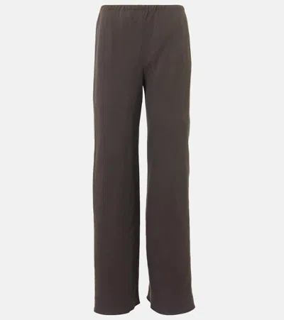 The Row Gala Silk-linen Straight-leg Pants In Warm Sepia