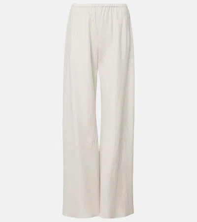 The Row Gala Silk And Linen Wide-leg Pants In Grey