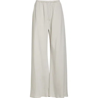 The Row Gala Silk-linen Straight-leg Pants In Pearl Grey