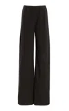 The Row Gala Silk-blend Wide-leg Pants In Dark Grey