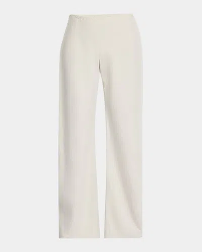 The Row Gala Silk-linen Straight-leg Pants In Pearl Grey