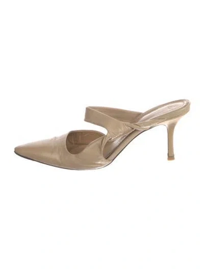 Pre-owned The Row Gala Twist Leather Mules In Neutral