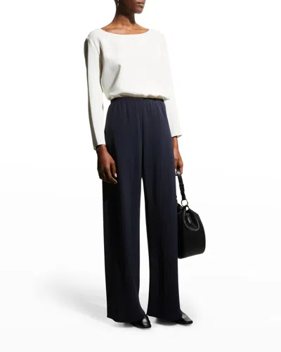 The Row Gala Wide-leg Crepe Pants In Off White