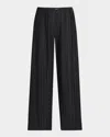 The Row Gala Pleated Wide Leg Wool Pants In Black