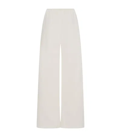 The Row Gala Silk-linen Straight-leg Pants In Pearl Grey