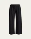The Row Gala Wool Wide-leg Pull-on Pants In Black