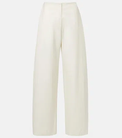 The Row Galileo Cotton And Silk Barrel-leg Pants In White