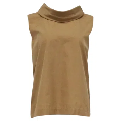 The Row Galya Draped Poplin Top In Tan Cotton In Brown