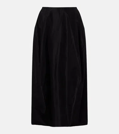 The Row Galyra Cotton And Silk Satin Midi Skirt In Black