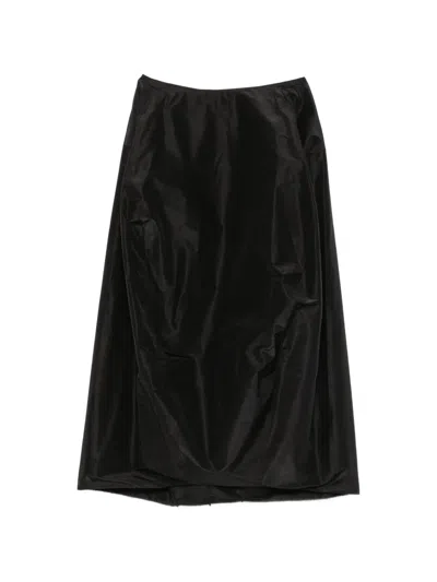 The Row Galyra Gathered Midi Skirt In Black