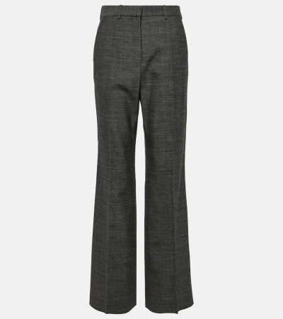 The Row Gandal Virgin Wool Straight Pants In Black / Grey Melange