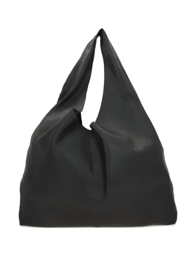 The Row Gathered Leather Shoulder Bag In Black