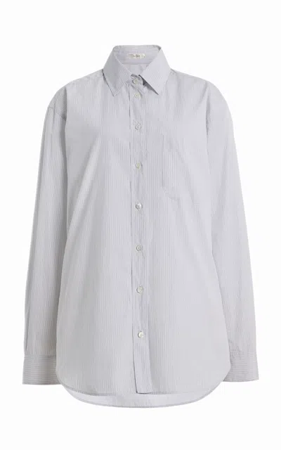 The Row Gavina Cotton Poplin Shirt In Blue