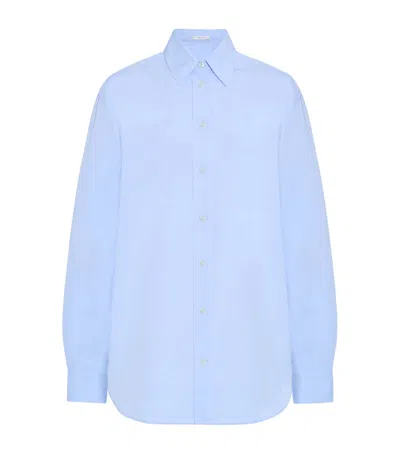 The Row Gavina Cotton Shirt In Blue