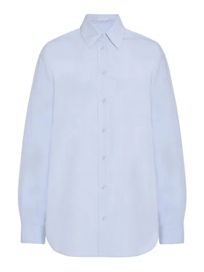 The Row Gavina Cotton Shirt In Blue