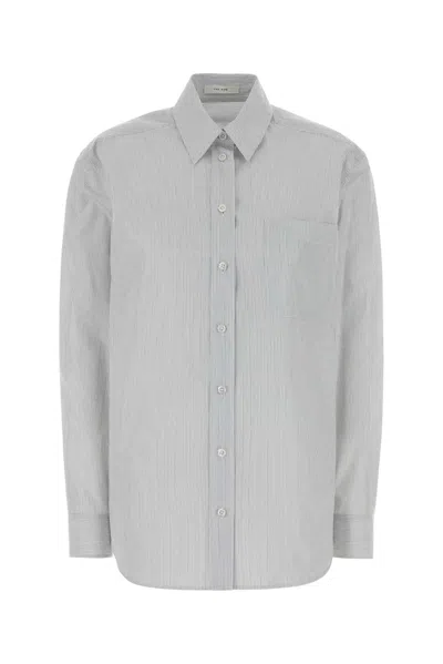 The Row Gavina Shirt White Stripes In Gray