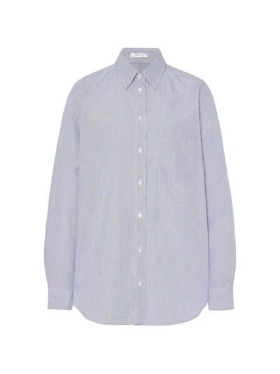 The Row Gavina Striped Cotton Shirt In Blue