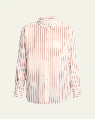 THE ROW GAVINA STRIPED SILK POPLIN BUTTON-DOWN SHIRT