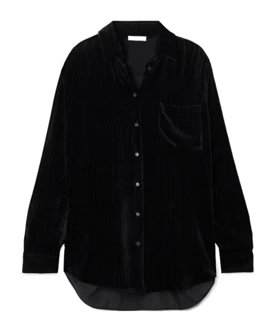 The Row Gavina Ribbed Velvet Shirt In Black