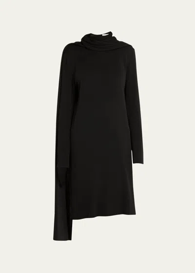 The Row Gayla Scarf-neck Silk Tunic Dress In Black