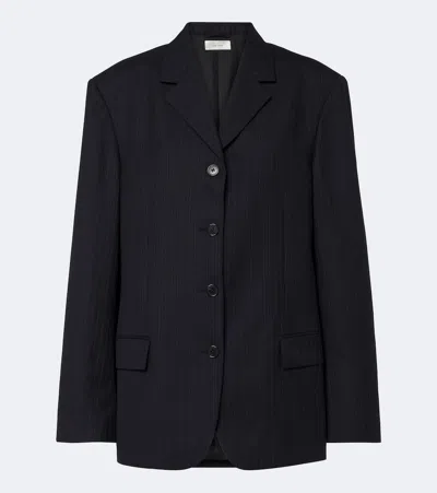 The Row Gelda Chalk Stripe Wool Blazer In Black