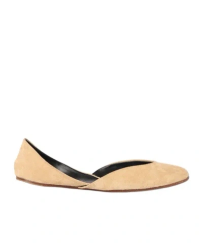 The Row Suede Gemma Ballet Flats In Neutral