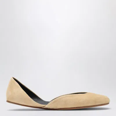 THE ROW THE ROW GEMMA BALLET SLIPPER BEIGE SUEDE
