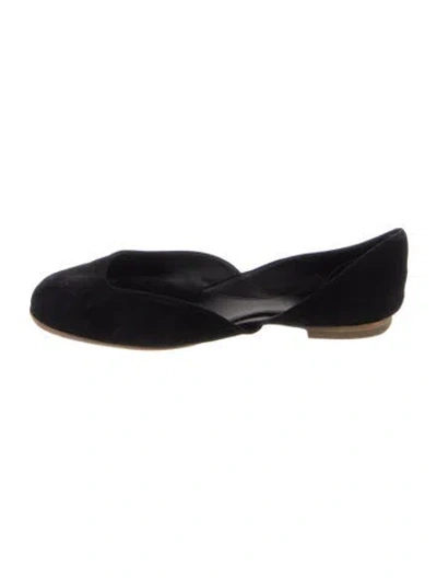 Pre-owned The Row Gemma Ballet Suede D'orsay Flats In Black