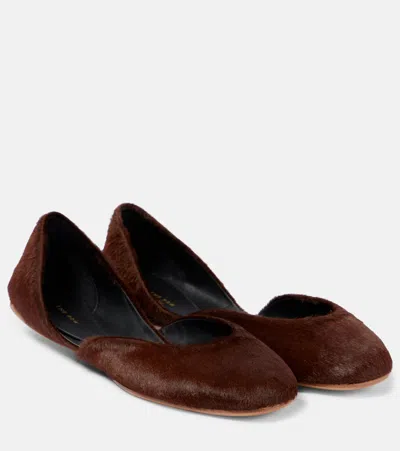 The Row Gemma Calf Hair Ballet Flats In Brown