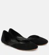 The Row Gemma Black Suede Ballet Flats In Black