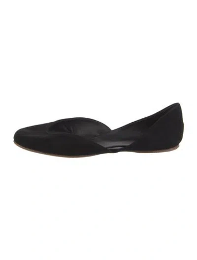 Pre-owned The Row Gemma Suede D'orsay Flats In Black