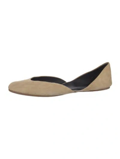 Pre-owned The Row Gemma Suede D'orsay Flats In Neutral