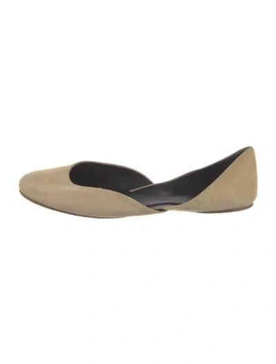 Pre-owned The Row Gemma Suede D'orsay Flats In Neutral