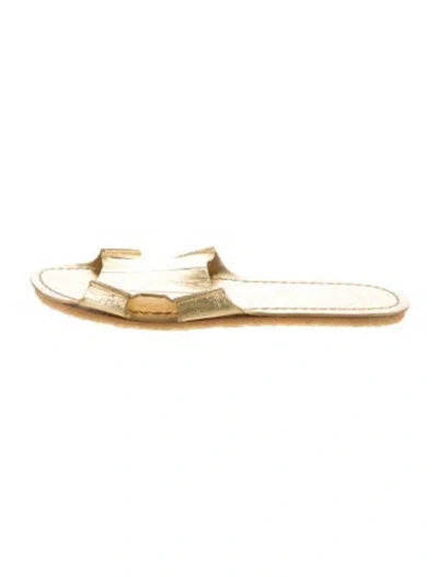 Pre-owned The Row Gene Eel Skin Slides In Gold