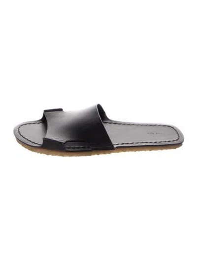 Pre-owned The Row Gene Leather Slides In Gray