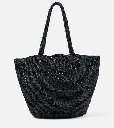 The Row Genevieve Large Raffia Basket Bag In Black