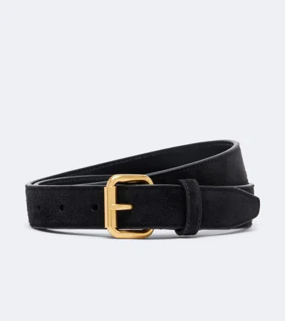 The Row Geo Suede Belt In Black