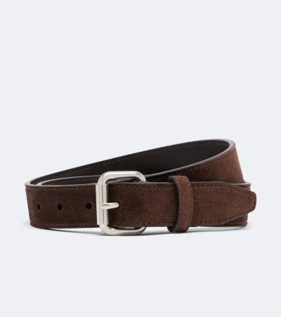 The Row Geo Suede Belt In Brown