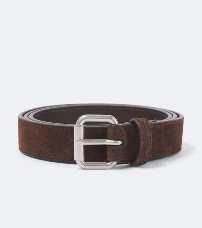 The Row Geo Suede Belt In Brown
