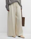 The Row Geordie Cashmere Towelling Wide-leg Pull-on Pants In White