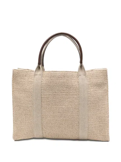 The Row Georgia Woven Tote Bag In Neutral