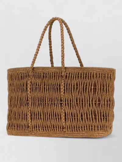 The Row Georgica Raffia Beach Tote Bag In Brown