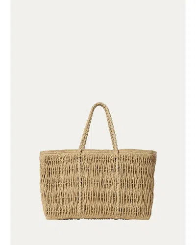 The Row Georgica Tote Bag In Woven Raffia In Natural