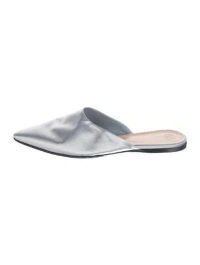 Pre-owned The Row Giacomo Satin Mules In Blue
