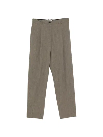 The Row Gianni Pleated Wool Trousers In Gray