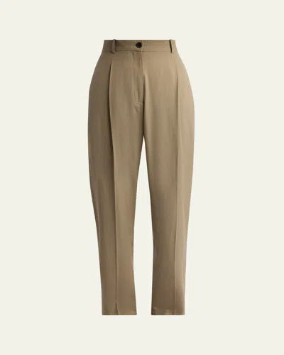 The Row Gianni Tapered Wool Gabardine Pants In Brown