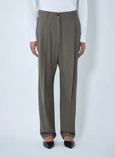 The Row Gianni Wool Straight Pants In Gray