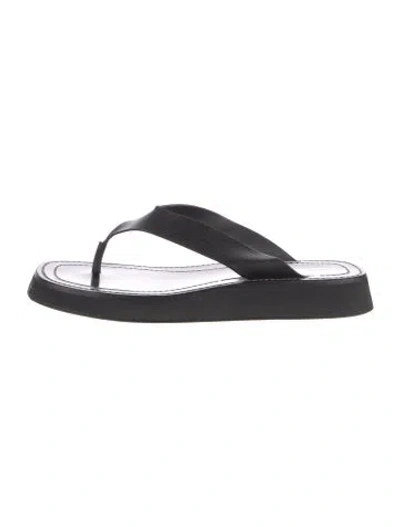 Pre-owned The Row Ginza Calfskin Flip Flops In Black