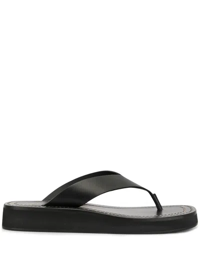 The Row 20mm Ginza Leather Thong Sandals In Black