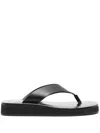 The Row Ginza Leather And Velvet Platform Flip Flops In Black